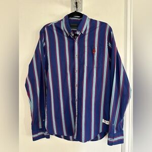 EUC Scotch & Soda Sz: L navy, light blue red Vertical Stripe Button Down Shirt